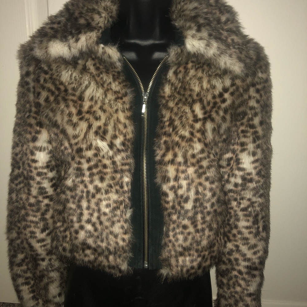 Cheetah print fur jacket